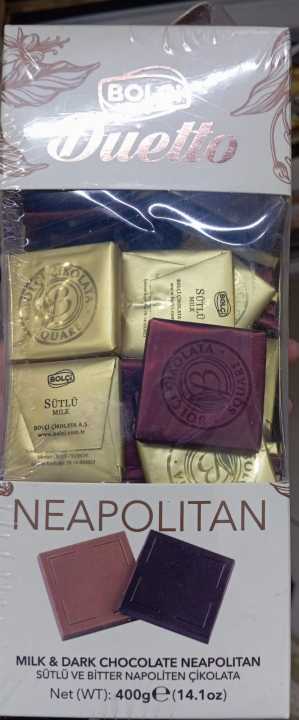 Neapolitan milk & dark chocolate box ,by Bolci Duetto, 400 grams , imported chocolate