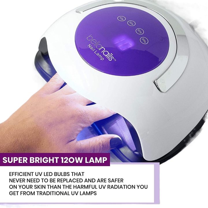 Original Bellanails UV Light LED Nail Lamp 120W Professional LED Gel Nail Lamp for Home or Salon Gel Nail Polish Dryer 3X Faster Than Traditional UV Nail Lamp Nail Dryer Curing Lamps 4 Time Presets UV Lamp