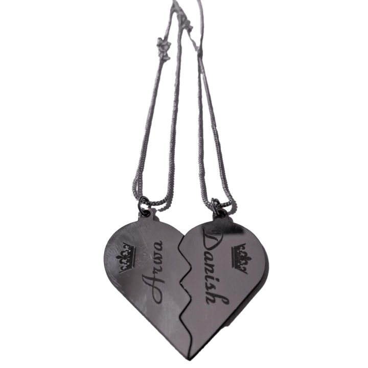 broken heart locket for couple with name
