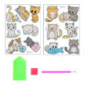 Rhinestone Painting Sticker for Kids Sparkling Cartoon Cat Rhinestone Sticker Kit for Notebook Bottle Creative Fun Diy Craft Set Rhinestone Sticker Set. 