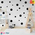Black Polka Dots Wall Stickers Contemporary Circle Pattern for Bedroom and Living Room. 
