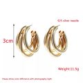 Earings for girls stylish -Thick Tri  hoop Tube Gold Color Hoops Earrings elegant  for party wear. 