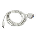 DB9P to 8P Mini Din RS232 Download Cable White 8.2 Ft for PLC DVP-EH. 
