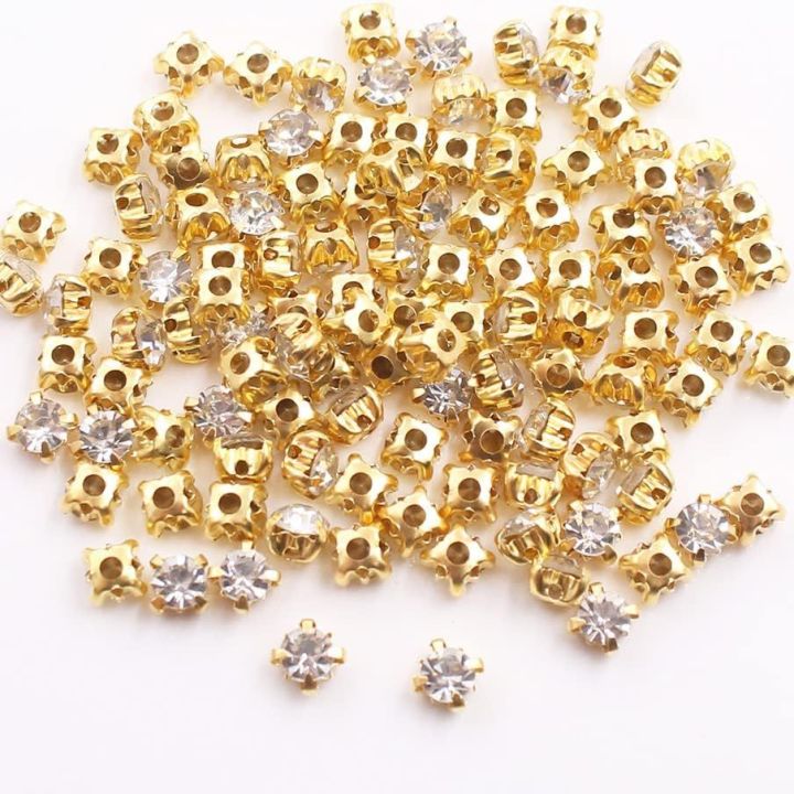 Gold Sew On Rhinestones Trim Claw Rhinestones Shiny Crystal Stones Beads Sew On Rhinestone for Clothes