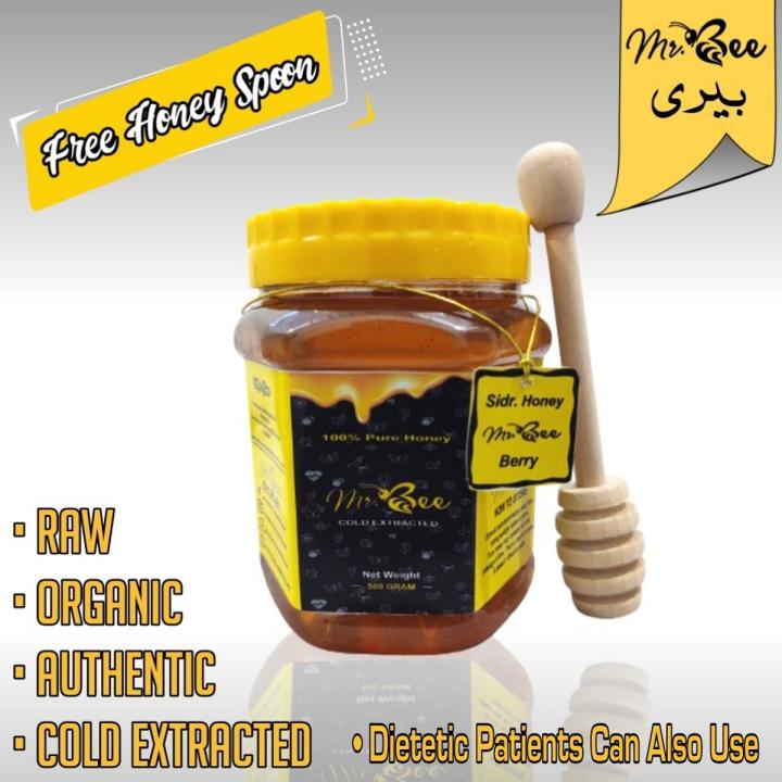 Mr.Bee Honey | Sidr Honey | 500 Gram's | Raw Honey | 100% Pure & Cold Extracted Honey | With Free Honey Spoon