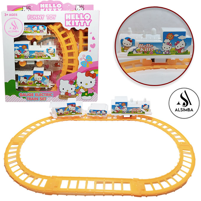 Alsimba Hello Kitty Gauge Electric Train Set Toy For Kids Boys & Girls - Operated Battery - Pink