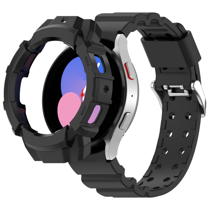 For Samsung Galaxy Watch5 40mm Armor Silicone Watch Band + Protective Case