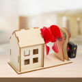 DIY Wooden Wind Power Station Turbine House STEM Assemble Series Kit - Size Approx. 5 inch - Multicolor. 