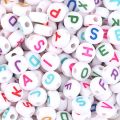 100/Pcs white Mix Letters' Alphabet Beads for Art and Craft & DIY Jewelry Making. 