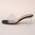 Women Block Heels Transparent Sandals casual party Shoes. 
