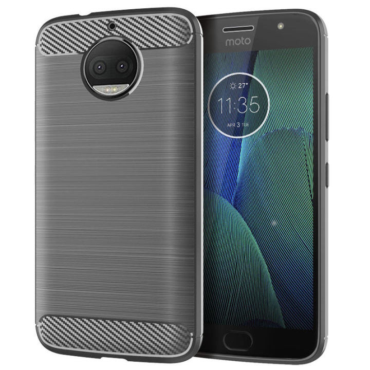 lthmy for Motorola Moto G5S Plus Case Carbon Fiber TPU Soft Silicone Back Cover Armor Phone Case Casing
