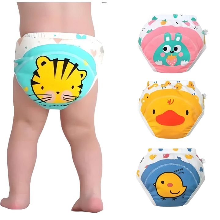 Baby Washable 6 Layers Baby Cloth Diaper Reusable Cotton Elastic Waist Cloth Diapers 0-18KG Nappy learning pants (Random colors)