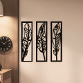 Wooden Wall Decorative 3 panels , home decor item modern leaf polygon style design wall art 14 by 4 inches each panel. 