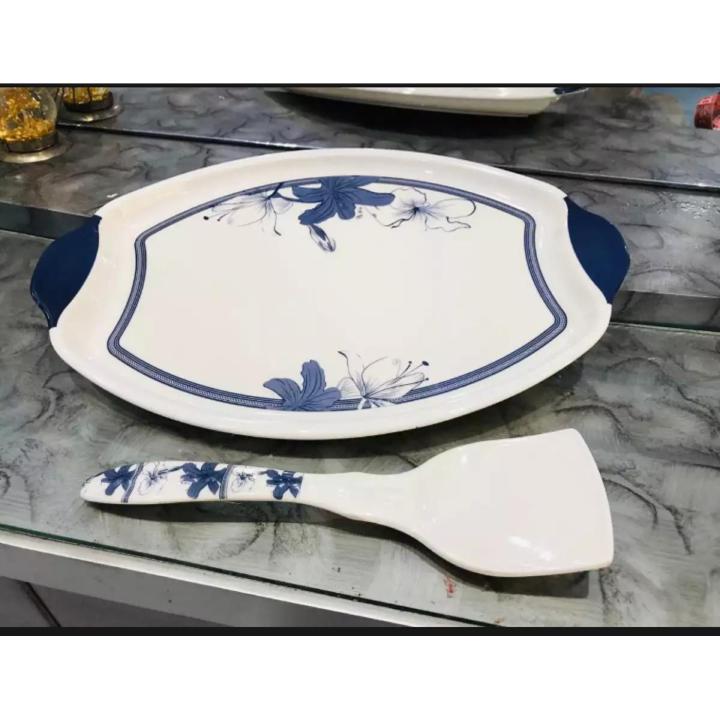 Tray - Rice Tray - Rice Serving Tray High Quality Double Glazed Melamine Tray Size 16 x 11 inches (Free Rice Serving Spoon)