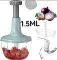 Hand chopper Manual Food Chopper, 1500ML Speedy Chopper with 3 Curved Stainless Steel Blades, Handheld Vegetable Chopper/Mincer/Blender to Chop Fruits Onions/Nuts/Ginger/Herbs/Garlics/Vegetables. 