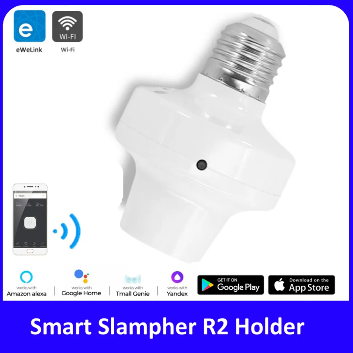 EWeLink Smart Slampher R2 WiFi Bulb Holder | Wireless E27 Lamp Socket | Voice Control via Alexa & Google Home | eWeLink App Remote Control | Home Automation