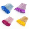 Eyebrow Mascara Wand Eyelash Spoolie Brush 50 pcs/set Wholesale Disposable Lash Wands Eyelash Extension Brush-shiny purple. 