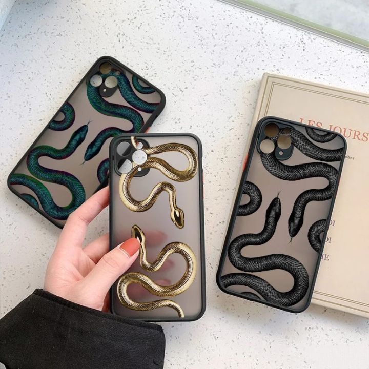 Luxurious Black Gold Snake Phone Case for IPhone 14 13 12 11 15 Pro Max Mini 7 8 Plus SE2 X XR XS Unique Dragon Shockproof Cover