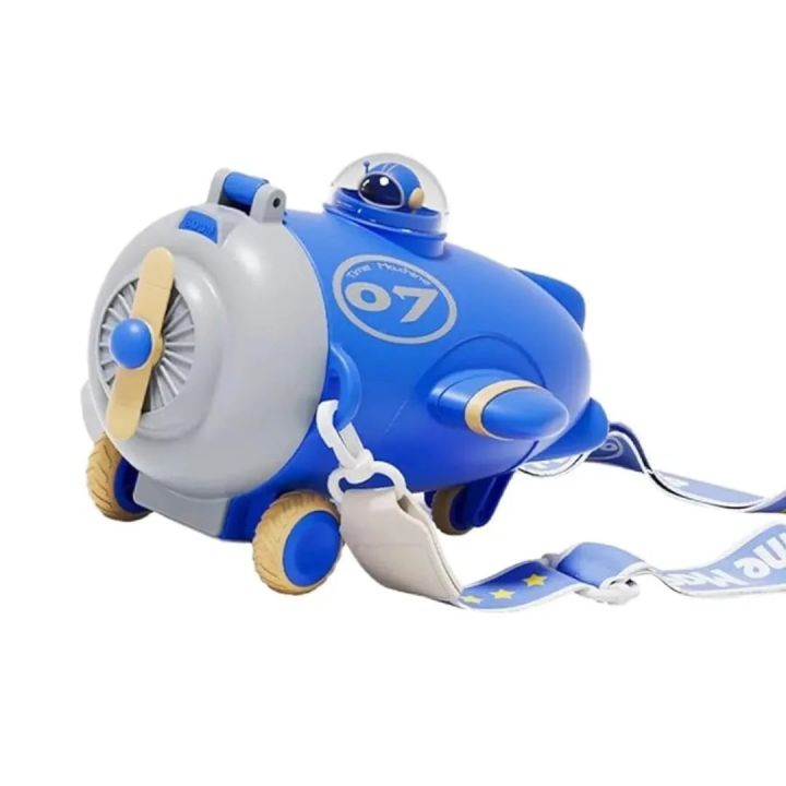 Fighter plane water bottle for kids with straw and strap cute airplane drinking bottle for travel school Tritan material