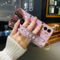 dienya For OPPO F9 Case Whit Wristband New Design Phone Case For Girl Women Thin Pattern Fashion Priness Shockproof Plating Silicone Casing Full Cover SoftCase Protection Cases. 