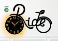 Ride Cycle Wooden Wall Clock With Light. 