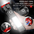 Rechargeable LED 3W Torch – Multifunctional Flashlight with Side COB Light, Power Bank, USB Charging, Long Range Super Bright Emergency Light for Outdoor, Camping & Home Use. 