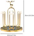360 Rotating Cup Drying Rack Stand, Steel 6 Cups Mug Drainer Holder, Spin Non Slip Glass Tumbler Organizer Tree with Silicone Protective Hooks for Kitchen Countertop, Space Saving, Golden. 