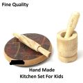 Mini roti maker Small Chakla Belan With Masala Grinfer Wooden Rolling Pin And Board Chakla Belan Toy For Girls. 