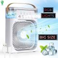 Portable Air Conditioner Fan Big Size | 3-in-1 Mini Air Cooler with Ice & Humidifier | USB Electric Fan with Water Mist | LED Lights | Adjustable Wind Speed | Small Desktop Cooling Fan for Room, Office & Home | 10inches. 