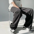 Men Pants Elastic Waist Relaxed Fit Thin Trousers. 