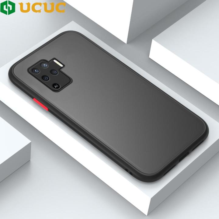 UCUC for OPPO F19 Pro / A94 4G / Reno 5 Lite / Reno5 F Back Cover Colour Frosted Transparent Hard Phone Case Thin Shockproof Full Cover Camera Protect Case