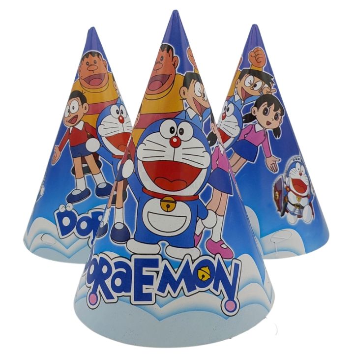 Doraemon Birthday Caps - Standard - Party Caps - Blue - Unisex - Doraemon Theme - Pack Of 10