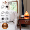 Crystal Rock Himalayan Salt Lamp Pyramid Shape with Wooden Base & 15-Watt Bulb, UL-Approved Switch/Dimmer Cord Wire for Office and Home Decor with Health Benefits. 