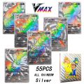 Silver Rainbow Golden Foil Pokemon Cards Pikachu Anime English French German Spanish Plastic Card Kids Gift. 