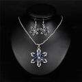 Cccam Espa?a 2022 Estables Ofertas Navide?as Liquidaciones Collar De Cristal Azul Con Forma De Flor De Seis Pétalos Para Novia Collar De Nieve Con Personalidad Estilo Retro Regalo De Aniversario De Boda. 