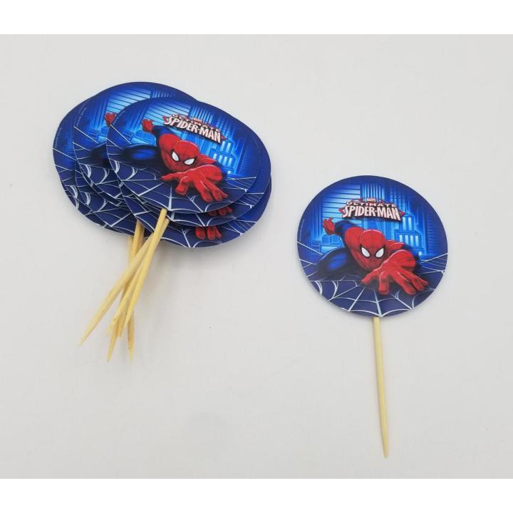 SPIDERMAN THEME CUPCAKE TOPPER - PACK OF 10 CUPCAKE TOPPERS -  SPIDERMAN CUPCAKE TOPPERS