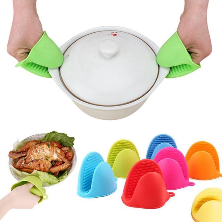 One Pair Silicone Pot Holder - Silicone Heat Resistant Gloves Clips Insulation Non Stick Anti-slip Pot Bowel Holder Clip Cooking Baking Oven Mitts Silicone anti-scalding,High quality mini mitt set helps you to grip hot items safely i