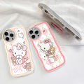 AMORVOR for OPPO A76 / A36 Back Cover (With Free Holder) Cartoon Cat Soft Wavy Phone Case Camera Protection Transparent TPU Soft Cover. 