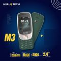 HelloTech M3 - 2.4 Inch Display - Dual Sim - PTA APPROVED - 3000mAH Battery - Slim Design - Magic Voice - Wireless FM Radio - Auto call recording - 1000 Contact save Memory - Powerful Torch Light - 1 Year brand warranty. 