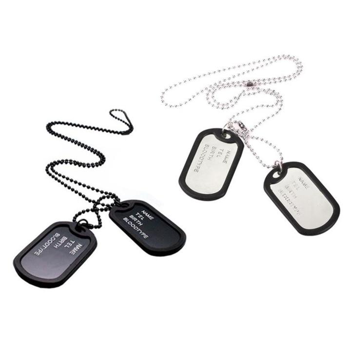 Men's Interesting Military Army Style 2 Dog Tags Chain Pendant Necklace