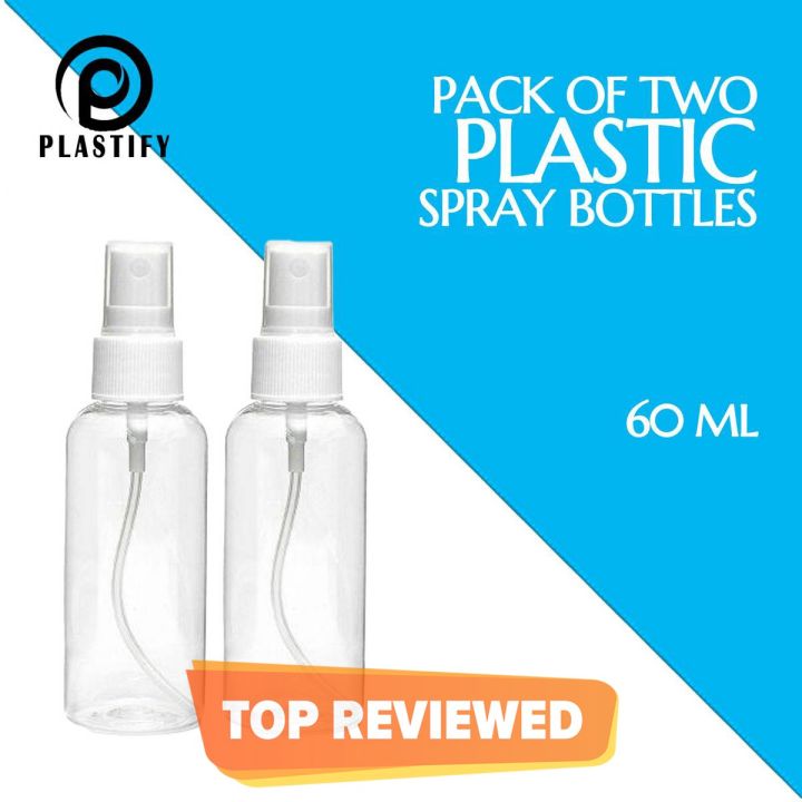 Plastify Pack of 2 Empty Plastic Spray Bottles