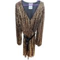 Dress Small Social 16 Black Gold 95% Polyester 5% Spandex. 