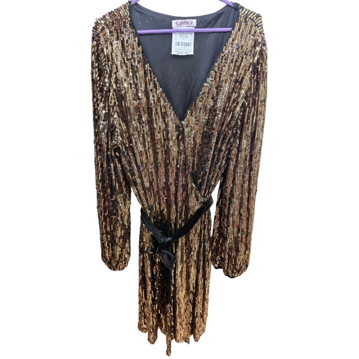 Dress Small Social 16 Black Gold 95% Polyester 5% Spandex
