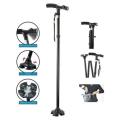 Trusty Cane - Sturdy Folding Walking Triple Head With Built in Lights - Fordable Walking Stick. 