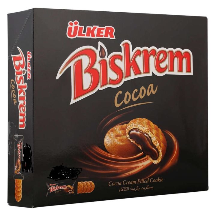 Box of Ulker Biskrem Cocoa Cream Filled Cookie 36 gram Pack (12 Pieces of 36 gram)
