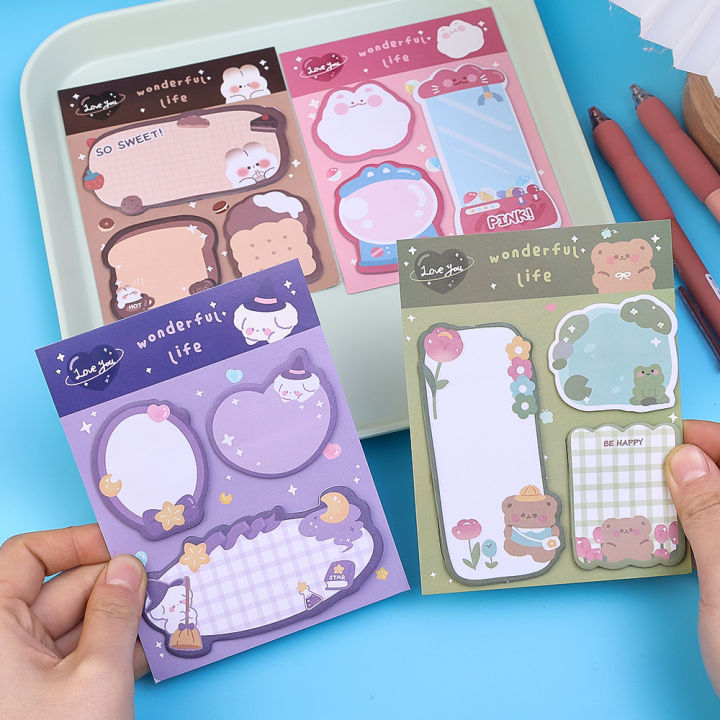 60Sheets/Book Cartoon Combo Memo Pads Kawaii Sticky Notes DIY Diary Journal Planner Decorations Korean Stationery School Office