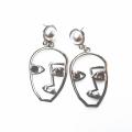 Silver Face Earrings, Unique Abstract Art, Dangle Stud Earring for girls. 