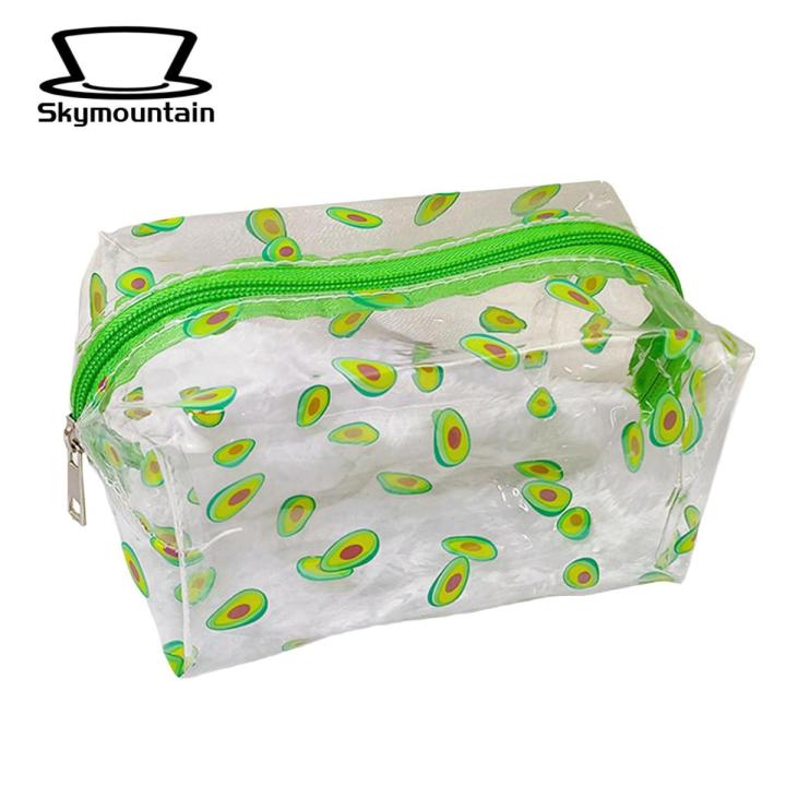 Skymountain Wash Storage Bag Heart Strawberry Fruit Floral Pattern Clear Makeup Bag