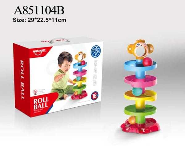 Huanger Baby Rolling Ball Bell Toys Pile Tower Puzzle toys Kids Rattles Ring 0months Child Newborn Educational & Learning
