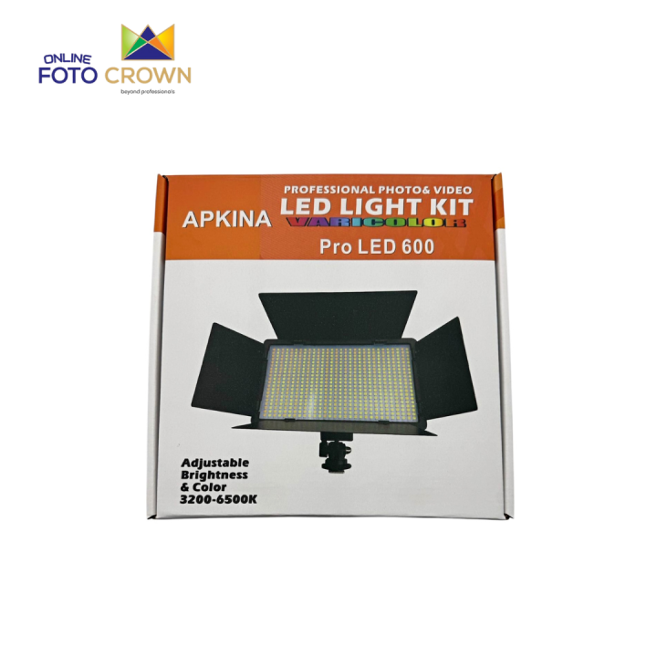 Apkina Pro LED 600 Photo & Video Light, Professional Photo & Video LED Light Kit, Pro LED 600 Varicolor, 3200-6500K Adjustable Brightness & Color